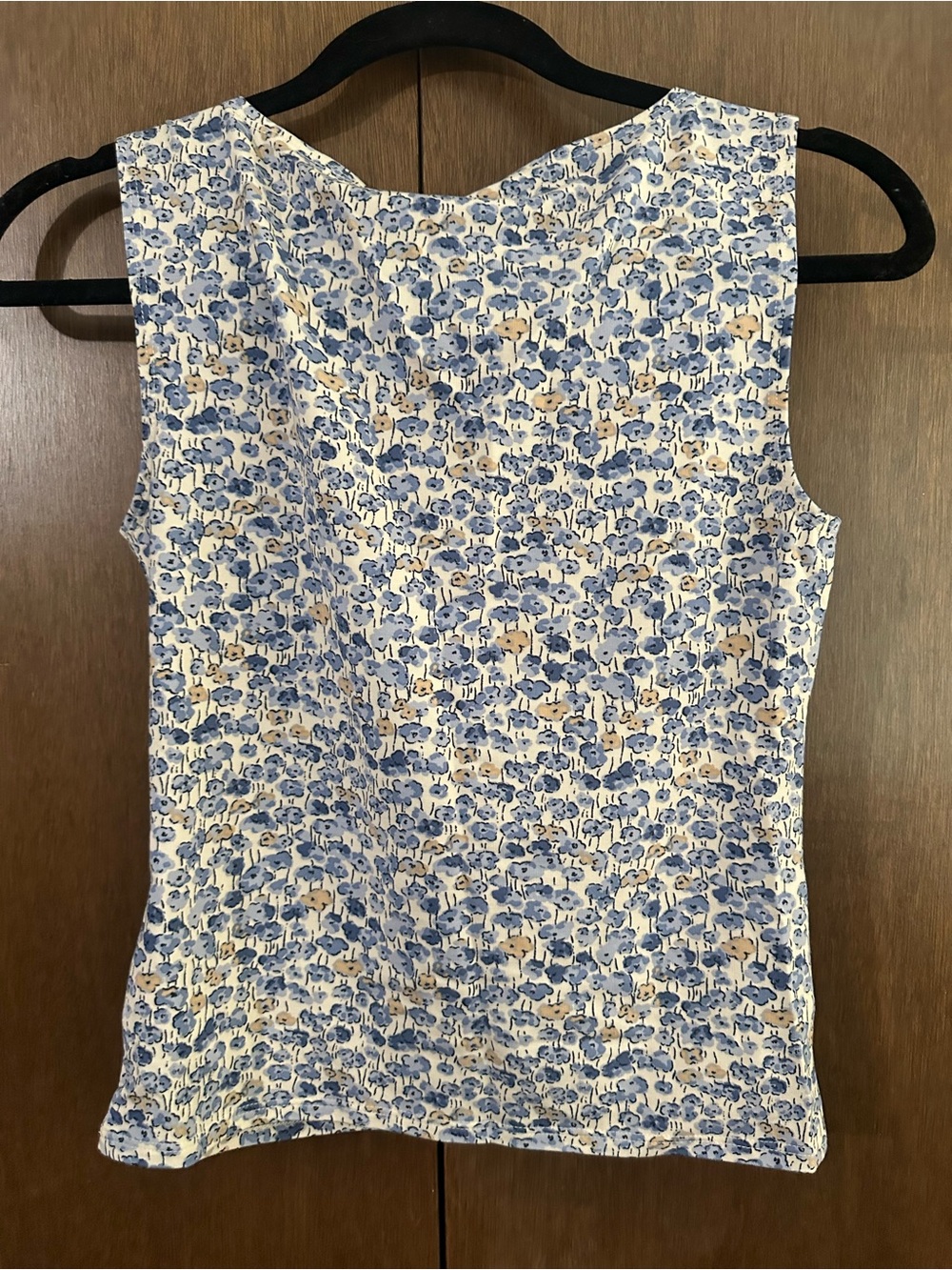 Reformation Dusk Knit Top Dara Blue and Cream Floral Cropped Lightweight Sz S - Picture 7 of 12